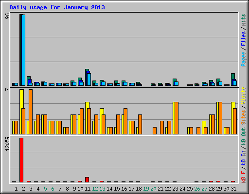 Daily usage for January 2013