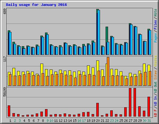 Daily usage for January 2016