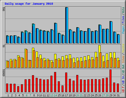 Daily usage for January 2018