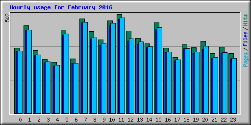 Hourly usage for February 2016